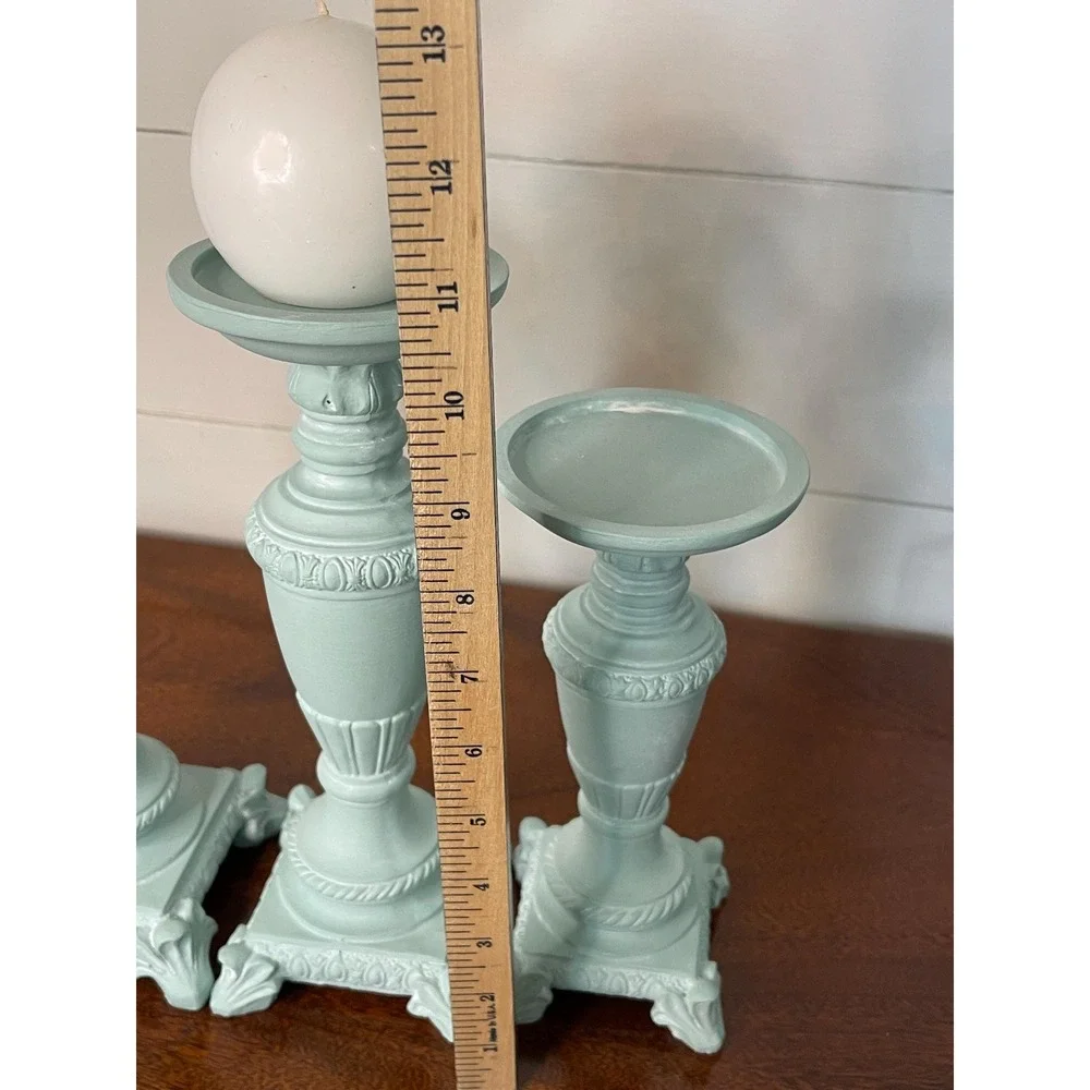 Set of 3 painted coastal ,cottage core, farmhouse, candle holders statement